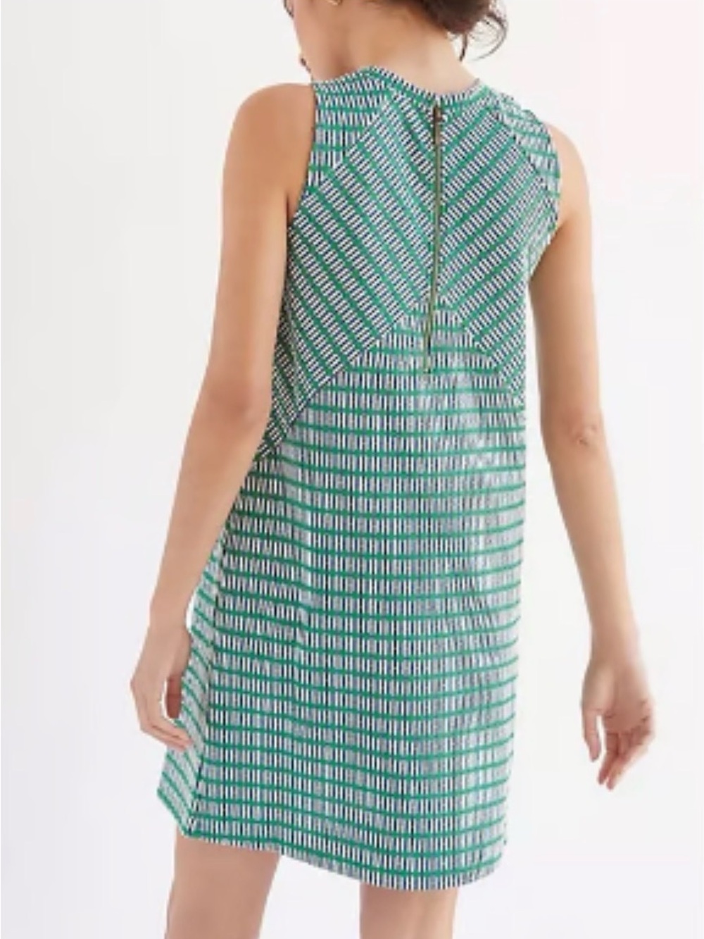Anthropologie Green and White Sleeveless Geometric Midi Dress - Picture 2 of 7